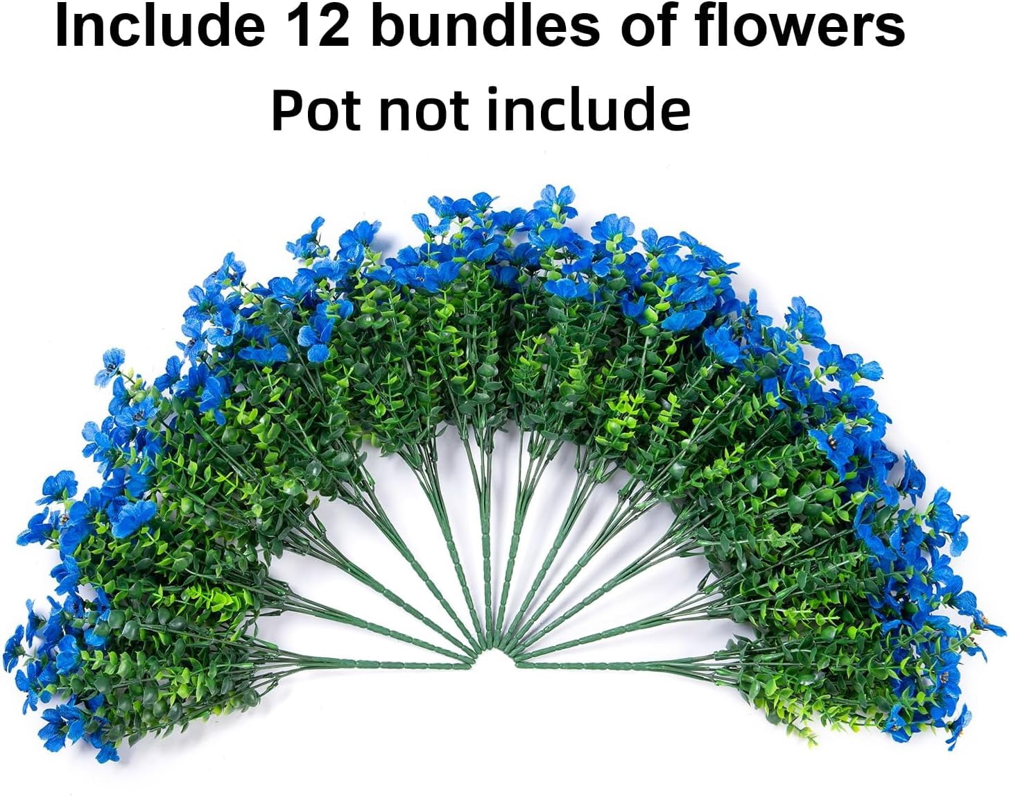 Artificial Faux Plants Flowers Outdoor Spring Decoration, 12 Bundles Fake Silk Colorful Daisy Eucalyptus Realistic UV Resistant for Outside Home Planter Porch Patio Window Yard Decor (Mix)