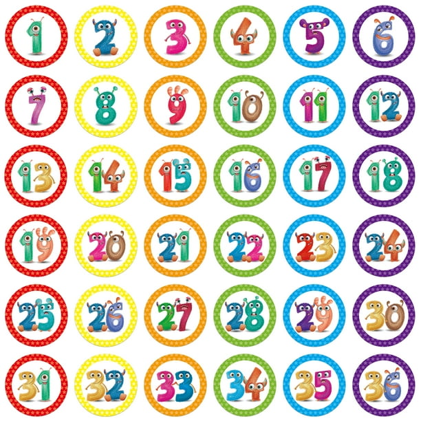 WaaHome 36pcs Number Spot Markers and Labels Monsters Line up Helper ...