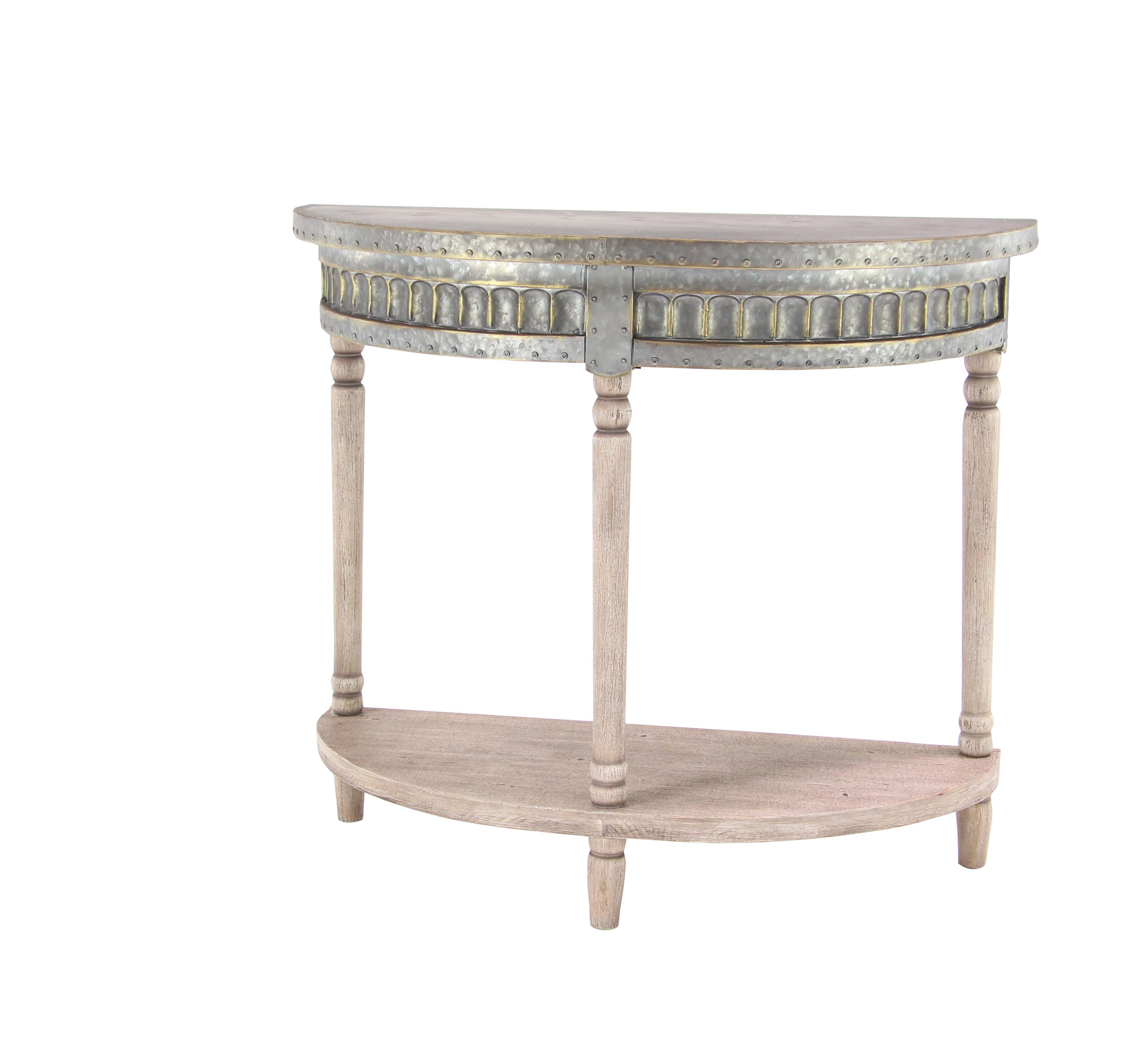 Decmode Traditional Fir Wood And Metal Half Round Side Table Blush Walmart Com Walmart Com