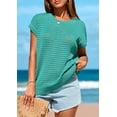 thumbnail image 6 of PRETTYGARDEN Womens Spring Tops Summer Shirts Crochet Cap Sleeve Sweater Pullover Cute Crew Neck Beach Cover Ups, 6 of 8