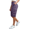 thumbnail image 2 of TRUBKH Linen Pants Beach Pants for Women Solid Color Shorts Streetwear Beach Drawstring Short Straight Leg Pants Trendy Plus Size Lightweight Breathable Board Shorts Purple M, 2 of 9