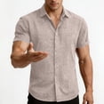 thumbnail image 5 of Paiwinds Men's Linen Short Sleeve Shirt Casual Button Down Collar Shirt Solid Color Lightweight Summer Beach Shirts for Men, 5 of 9
