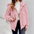 thumbnail image 2 of Comdrip Zip Up Hoodie Women, Winter Fleece Heating 2025 Jacket for Women Solid Color Sweater Casual Knit Knitwear Cable Knit Hoodie Pink S, 2 of 4