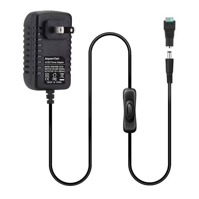 Fuente de alimentación AspenTek 12V 1A 12W con interruptor en línea
