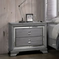 thumbnail image 3 of Contemporary Style Gray Color Finish Fabric Bedroom Furniture 4pc Queen Size Set Solid wood Dresser Nightstand Mirror, 3 of 7