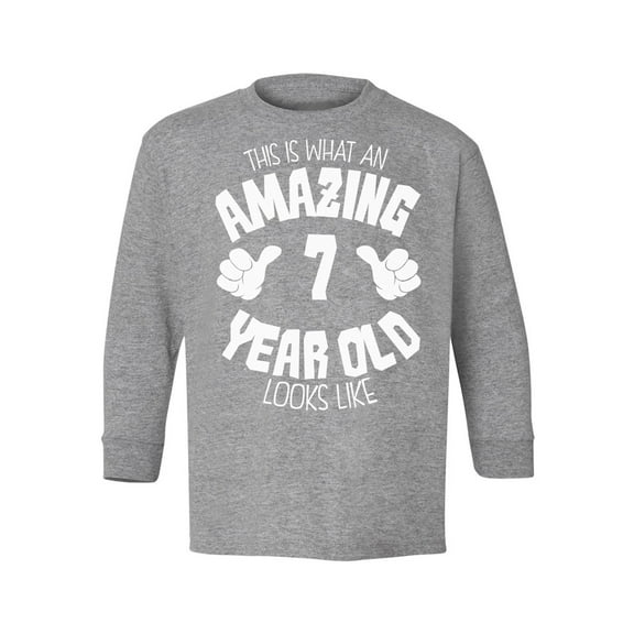 Awkward Styles 7th Birthday Youth Long Sleeve T-shirt It's My Seventh B-day Crewneck Tee for Kids Unisex Youth Tee This is What an Amazing 7 Year Old Looks Like