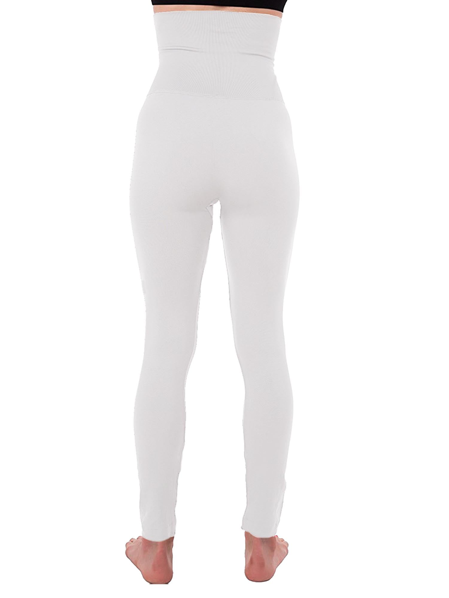 90 Degree By Reflex High Waist Fleece Lined Leggings with Side Pocket -  Yoga Pants - White Surf Space Dye - XL in Oman