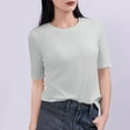 thumbnail image 2 of Admvng Tops For Women Trendy Casual Solid Color 1/2 Sleeve Round-Neck T-shirt Home Blouses M-2XL, 2 of 5