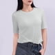 thumbnail image 4 of Tops de Manga Corta de Mujer Casual, Color Sólido Manga 1/2, Camiseta de Cuello Redondo, 4 of 5