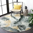 thumbnail image 4 of SAFAVIEH Barbados Tropical Leaves Outdoor Area Rug, Grey/Gold, 6'6" x 6'6" Round, 4 of 8