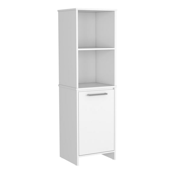Knubmt Kitchen Pantry Cabinet with 2 Inner Shelves and 2 Open Shelves, Single Door Storage Cabinet for Kitchen, Dining Room, White