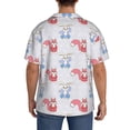 thumbnail image 5 of Xecao offers the Red Squirrel And Blue Rabbit for Men's Casual Short-sleeved Shirt, a button-up collared shirt with a pocket, perfect for beach vacations and yacht travel in the Medium size., 5 of 7