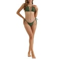 thumbnail image 2 of INSPIRE CHIC Women's Halter Push Up Bikini Sets, 2 Piece Tie Side Triangle Bottoms Swimwear Bathing Suits Small Army Green, 2 of 5