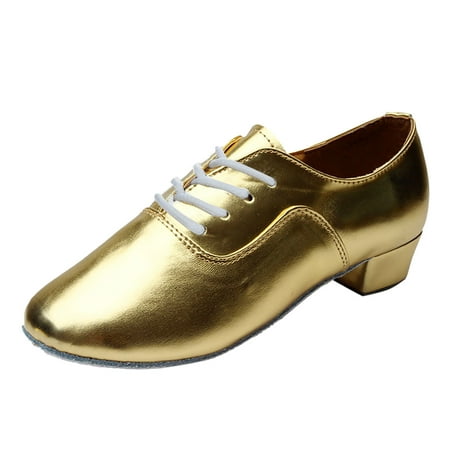 Cathalem Formal Leather Shoes for Men Men s Solid Color Lace Up Modern Dance Shoes Dance Hall Mens Walking Shoes Size 11 Leather Gold 11
