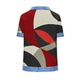 thumbnail image 4 of Blczomt Red Summer Tops for Women Trendy Color Block Dressy Blouse Short Sleeve Collared Lightweight,XXL, 4 of 5