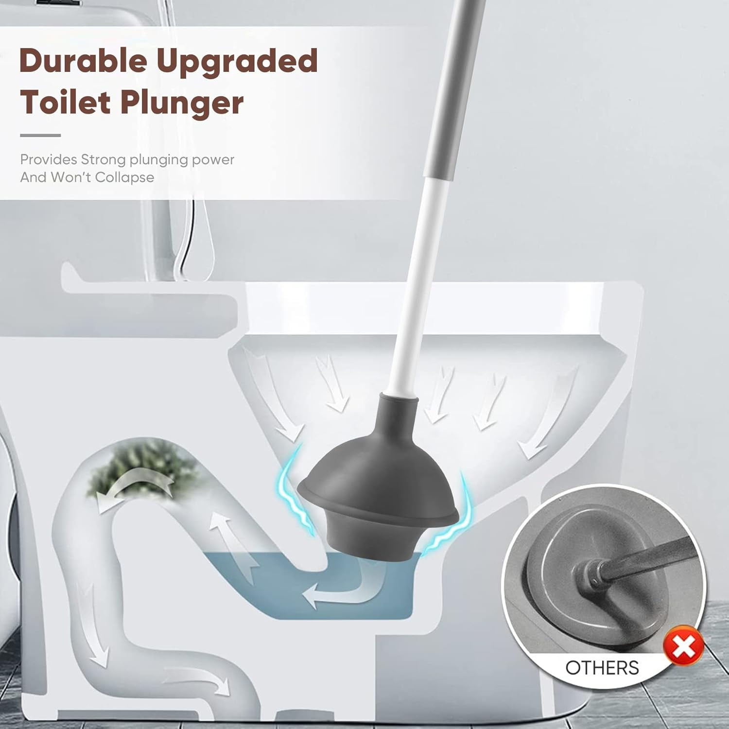 Toilet Plunger and Brush, 2 in 1 Toilet Bowl Brush Plunger Set with Holder and Caddy Stand