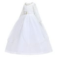 thumbnail image 4 of Big Girls Prom Dresses Wedding Guest Size 7-14 Teens Kids Elegant Long Sleeve Crewneck A-Line Solid Color Birthday Party Maxi Dress, 4 of 8