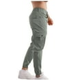 thumbnail image 4 of Work Pants for Men's Fashion Casual Solid Color Cargo Pockets Elastic Rope Waist Casual Cargo Pants Work Pants for Men Plus Size Dark Gray M, 4 of 5