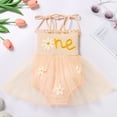 thumbnail image 5 of IBTOM CASTLE Newborn Baby Girl 1st Birthday Outfit Lace Tulle Bodysuit with Floral Headband Cake Smash Photo Props 12-18 Months Peach - Floral, 5 of 7