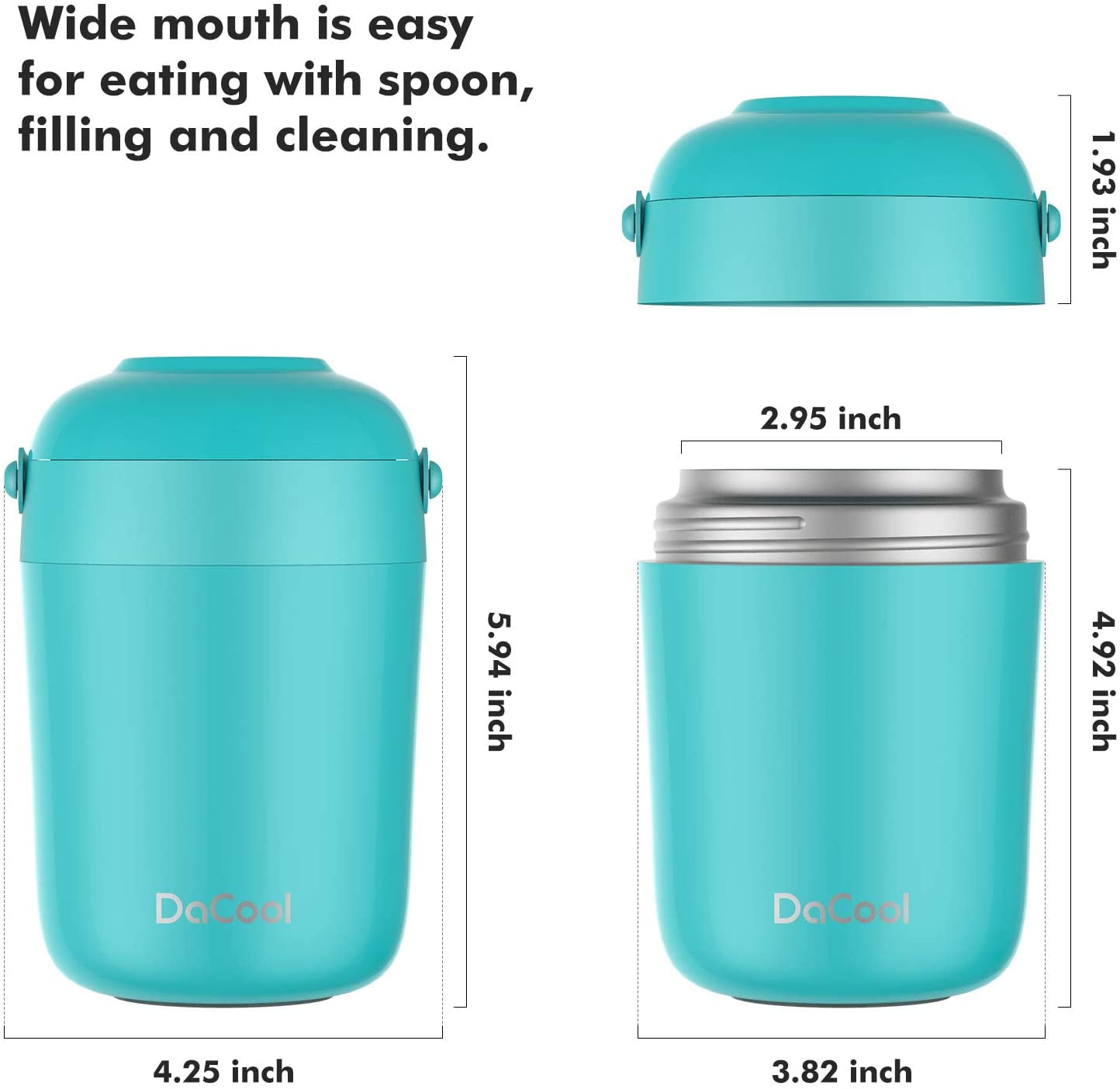 DaCool Kids Thermos for Hot Food Vacuum Stainless Steel Insulated Food Jar  13.5 OZ Kids Lunch Food Thermos Insulated Lunch Container Bento for School