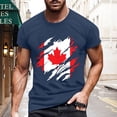 thumbnail image 1 of T-shirts pour Hommes de la Fête du Canada Drapeau de la Fête du Canada Manches Courtes T-Shirt Feuille d'Érable Hauts Col Rond Chandail de Golf du Canada pour Hommes, 1 of 3