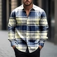 thumbnail image 2 of lcziwo Back to College Sale Men's Plaid Shirt Long Sleeve Button Down Shirts Casual Muscle Fit Lapel Blouse Outdoor Work Tops Vacation Outfits, 2 of 6