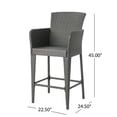 thumbnail image 4 of Outdoor 38 Inch Wicker Barstool, Grey, 4 of 7