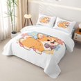 thumbnail image 3 of Manfei Cute Bow Dog Quilt King, Watercolor Corgi King Coverlet Set, White Orange, 3-Piece, 1 Bedspread and 2 Pillowcases, 3 of 7