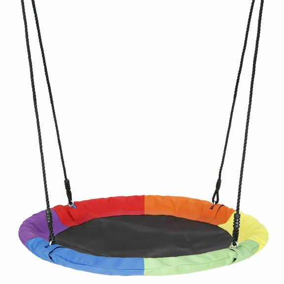 CZMDZH Tree Swings for Kids Outdoor, 40 Inch Diameter 600lb Weight & Adjustable Hanging Ropes Tree Swings, Great for Playground Swing, Backyard and Playroom Rainbow