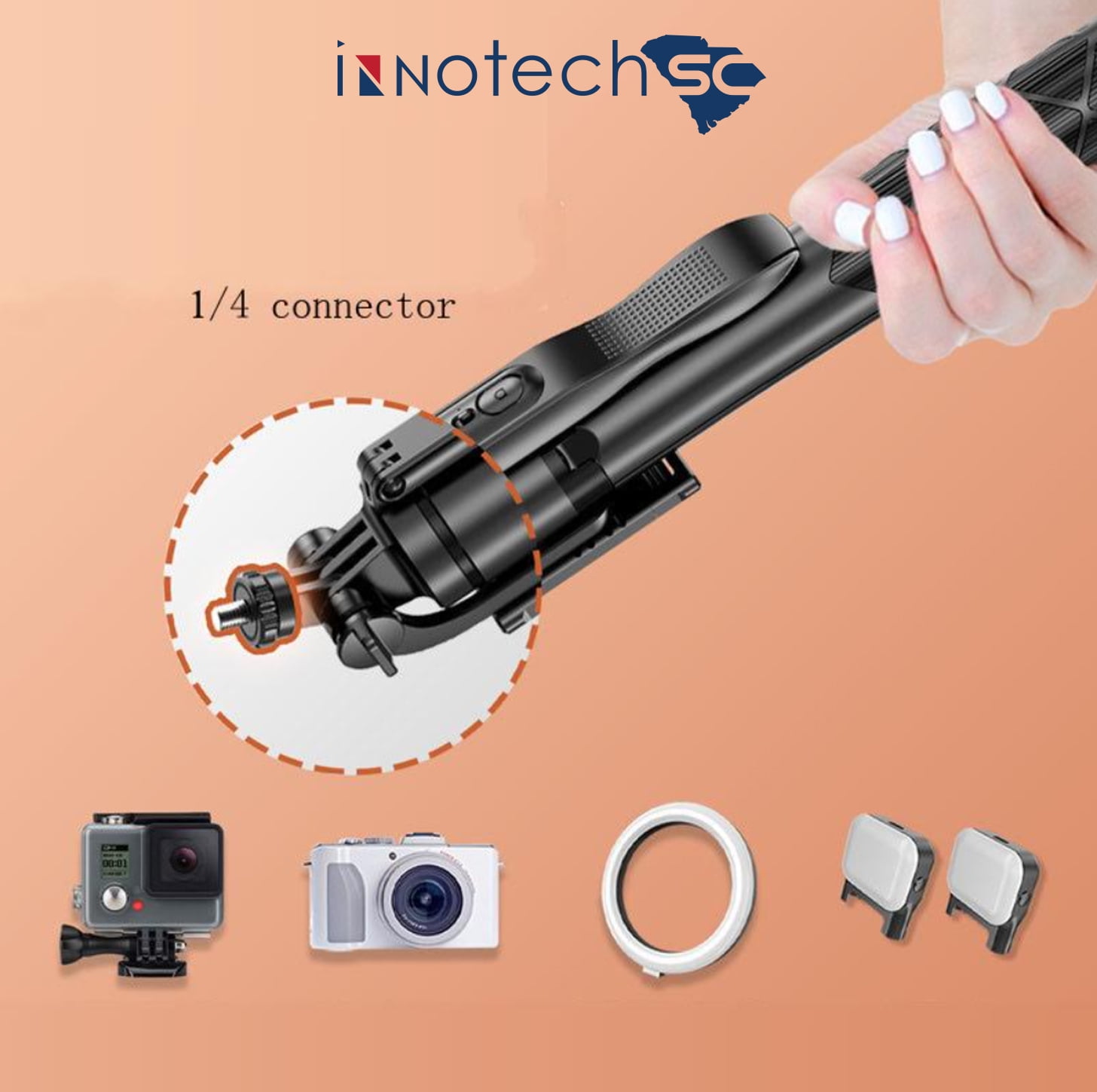 INNOTECHSC All in One 60" Video Tripod with Wireless Remote 360°, Black