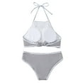 thumbnail image 4 of Mujeres que imprimen traje de baño pequeño de color sólido fresco Split Bikini Set traje de baño Fridja nalpqowj21939, 4 of 9