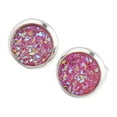 thumbnail image 3 of Round Earrings Eye-catching Eardrops Fine Electroplating Rhinestone and Good Color Retention Inlay Ear Studs Gorgeous Gift for Birthday Party Wedding Pink, 3 of 6