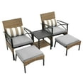 thumbnail image 6 of SYNGAR 5 PCS PE Rattan Sofa Set, Patio Conversation Furniture Set with Ottoman, Coffee Table and Cushioned Chair, Outdoor Wicker Sectional Furniture Set for Balcony, Poolside, Garden, Gray, D1068, 6 of 10