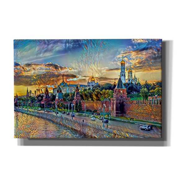 Epic Graffiti 'Moscow Russia Kremlin Wall' by Pedro Gavidia, Canvas Wall Art, 60"x40"