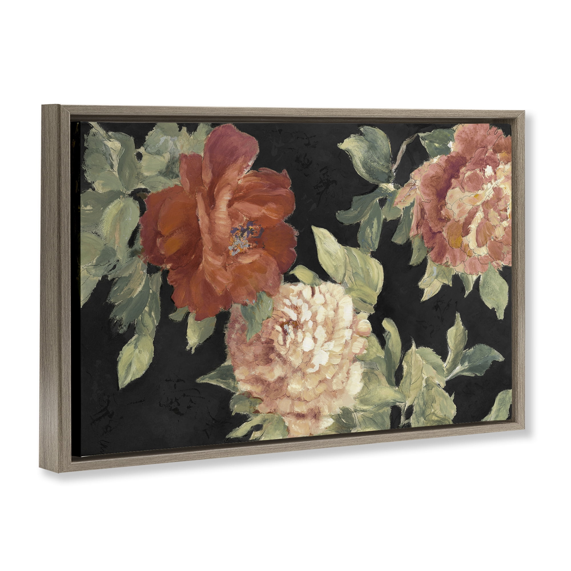Stupell Industries Beauty of the Red Blossom Brown Framed Floater Canvas Wall Art, design by Lanie Loreth