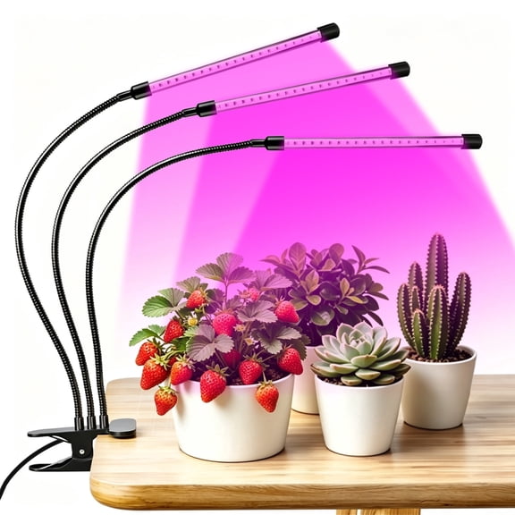 Grow Lights for Indoor Plants Full Spectrum, 80 LEDs Plant Lights for Indoor Growing with 3/9/12H Timer, 3 Color Modes & 9 Brightness, Clip-On Plant Grow Light(3 Head)