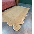 thumbnail image 2 of Hand Woven Farmhouse Jute Area Scalloped Rug Natural Scallop Pattern Jute Bohemian Base Off-White Trim Rug (Off-White, 12'x16'), 2 of 8