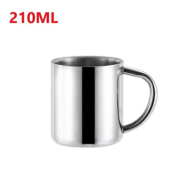 1Pc Stainless Steel Mugs - Double Wall - Comfortable Handle 7.16oz Metal  Coffee Mug Tea Cups - for Home Camping Outdoors RV Gift - Shatterproof  Dishwasher Safe 