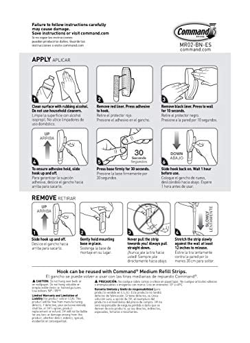 Command MR02-ORB-ES Modern Reflections Metal Hook, Oil Rubbed Bronze, 1 Medium Hook/2 Strips - Quantity 1