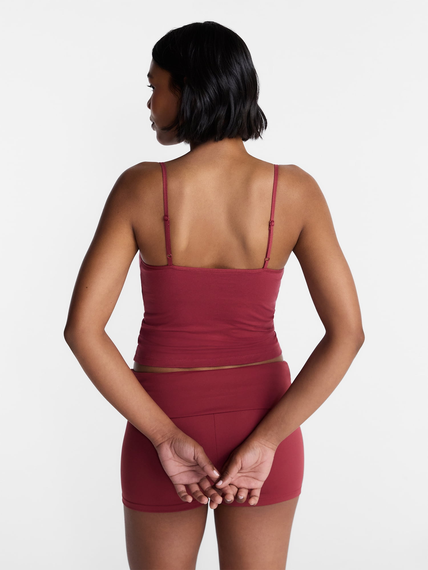 No Boundaries Cropped Cami Top with Shelf Bra, Women's XXS-XXL