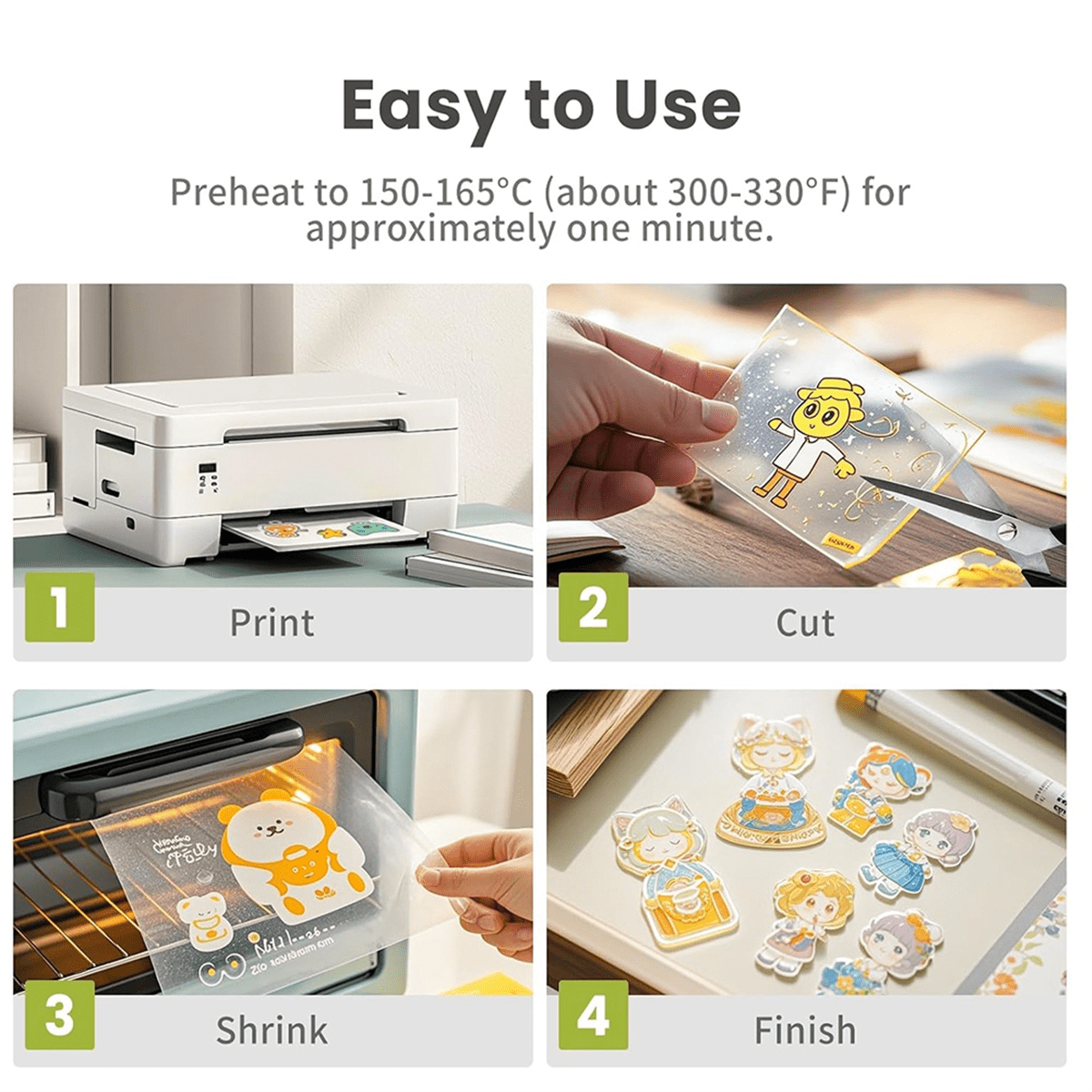 Printable Heat Shrink Sheets, Printable Shrink Plastic Sheet Films Shrink Paper for DIY Crafts, Jewelry,Keychains 15PCS