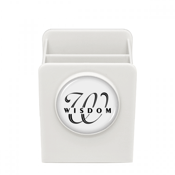 Letter Expression Wise Art Deco Fashion Desk Pencil Holder Cup Pen Organizer