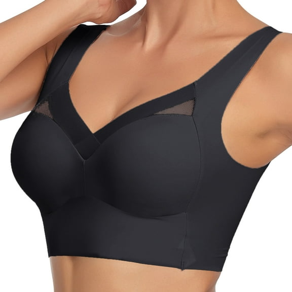 Lxkfashion Sale Bras for Women Black Comfortable Seamless Full Coverage Bra for Women, Wireless Bras with Soft Support