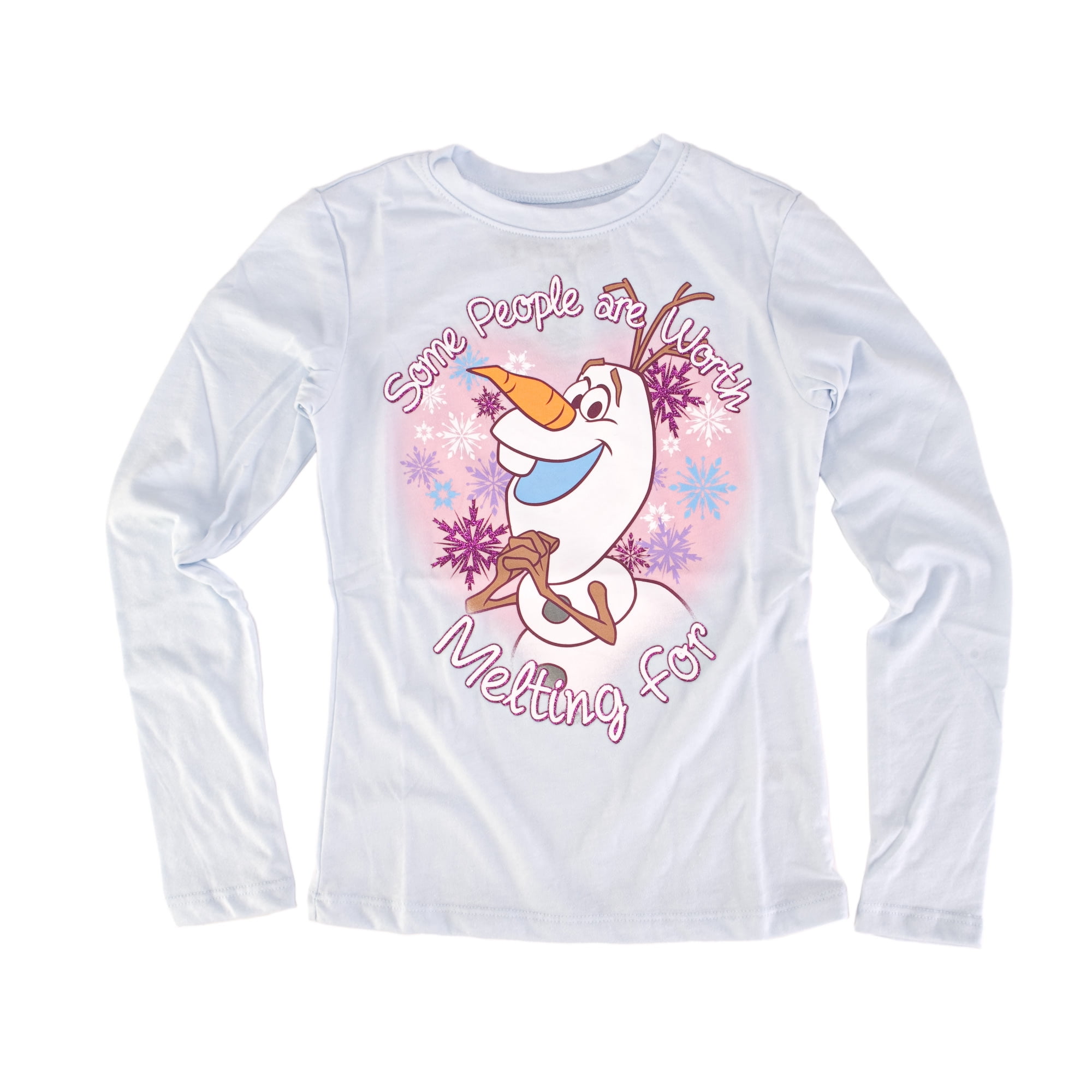 Nautinati Girls' Cotton Frozen Glitter Print T-shirt
