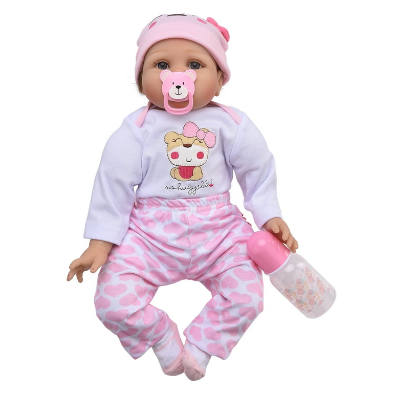 Reborn Baby Doll Newborn Handmade Kids Gift 21.65In Cute Silicone Cotton Silicone Lifelike Rebirth Doll