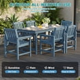 thumbnail image 6 of Erinnyees 7-Piece HDPE Outdoor Dining Set, 66.9" Marble Texture Patio Table with Umbrella Hole, and 6 All-Weather Chairs for Yard Deck Porch, Navy Blue, 6 of 9