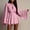 Pink, variant on ClodeEU Women's Long Sleeve Crewneck A Line Dress with Adjustable Waist ,Solid Color Casual Summer Mini Dress Black,Women's Plus L