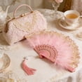 thumbnail image 7 of Ohmyroo Vintage Feather Folding Fan Artisanal Performance Prop For Wedding Garden Gatherings Multicolor 16x9 Inch, 7 of 7