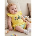 thumbnail image 6 of BemeyourBBs Toddler Baby Girls Summer Clothes 2 Piece Outfits Baby Christening Clothes God Is Good All the Time Letter Bow Embroidery Flying Sleeve T Shirt Tops and Ruffle Shorts Set, 6 of 9