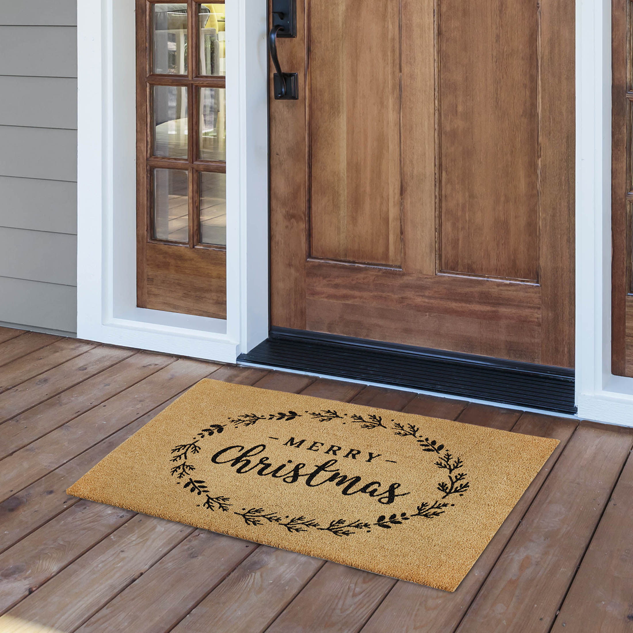 My Texas House Merry Christmas Natural Coir Holiday Outdoor Doormat, 30" x 48"